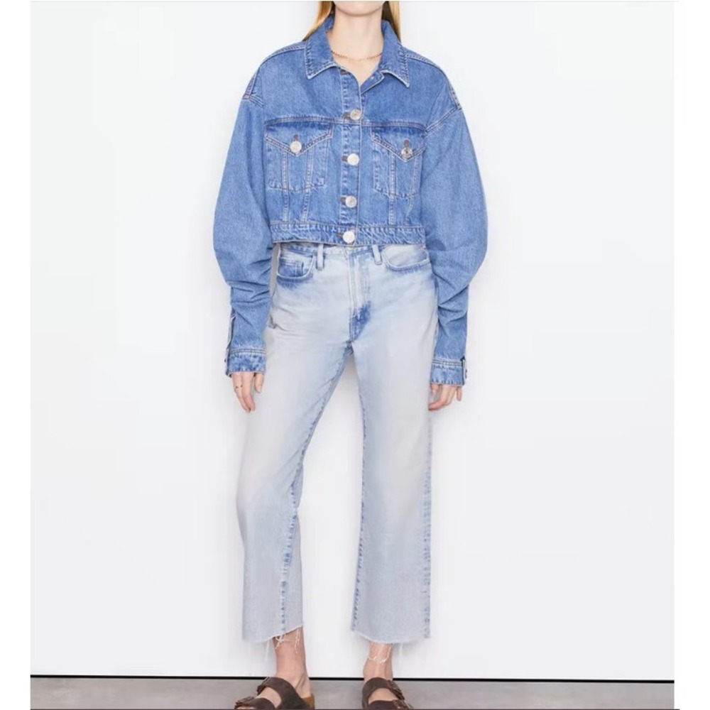 Frame Le‎ Jane Womens Crop Jeans Light Wash Raw Hem Boho Festival Casual Size 26